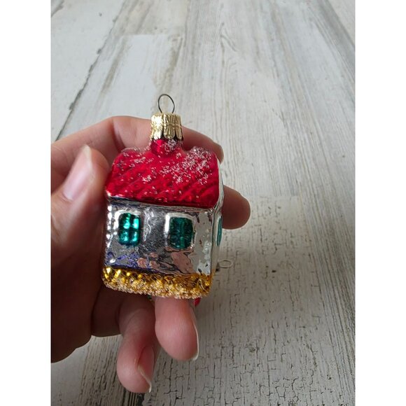 Vintage mercury glass cherry ornament house red yellow green Xmas tree - Picture 8 of 10